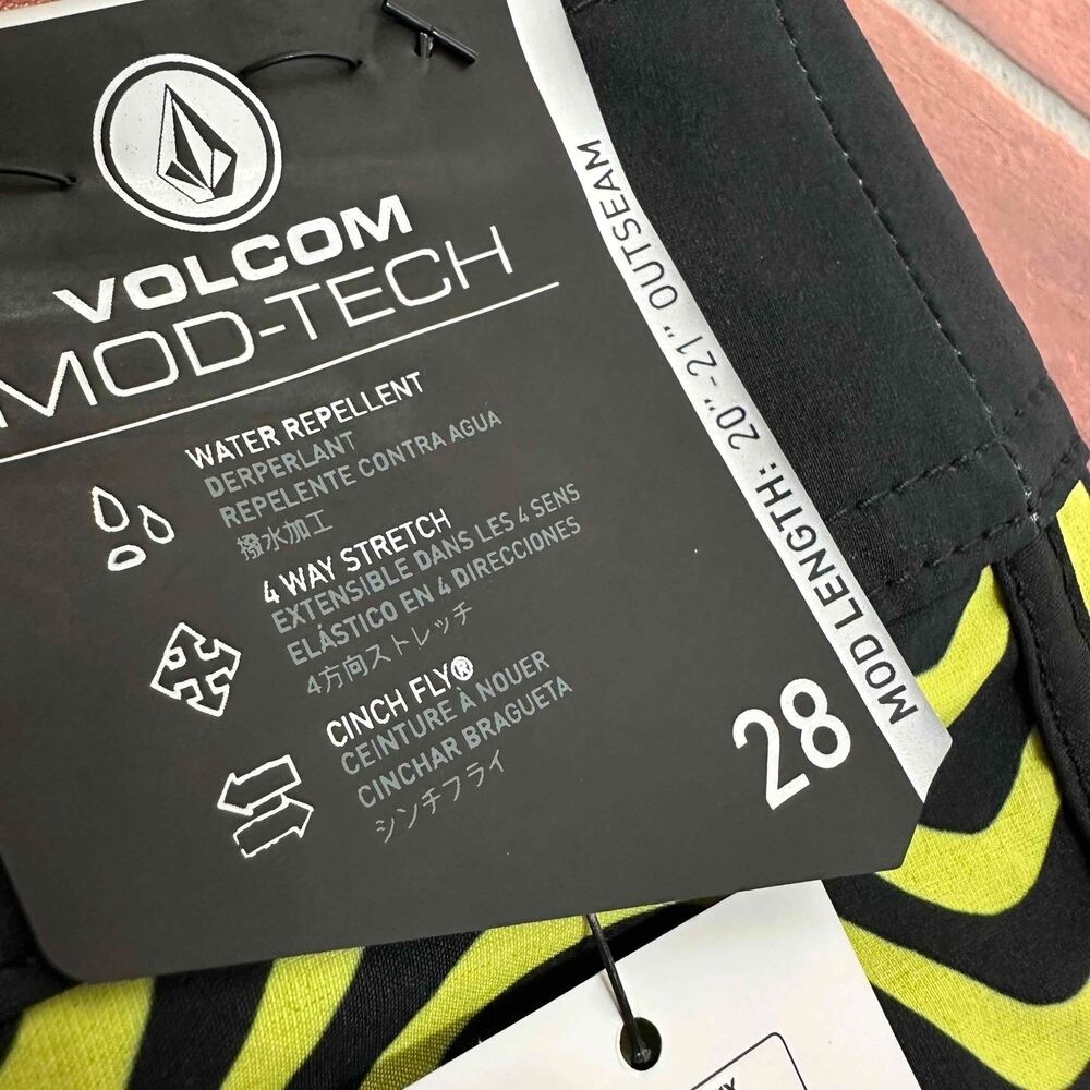 NWT Volcom Mens Colorful Wavy Pattern Drawstring Mod-Tech Boardshorts Size 28 - Picture 5 of 16